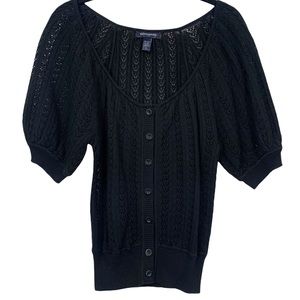 Banana Republic Factory Black Short Sleeve Knit Cardigan XS